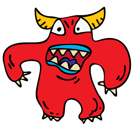 Simple sketch cool alien monster with horns illustrationのイラスト素材