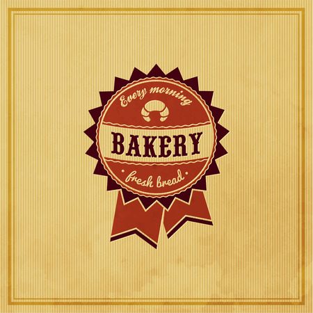 Bakery bread label retro design elements on brown grunge textureのイラスト素材