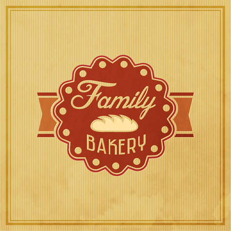 Bakery bread label retro design elements on brown grunge textureのイラスト素材
