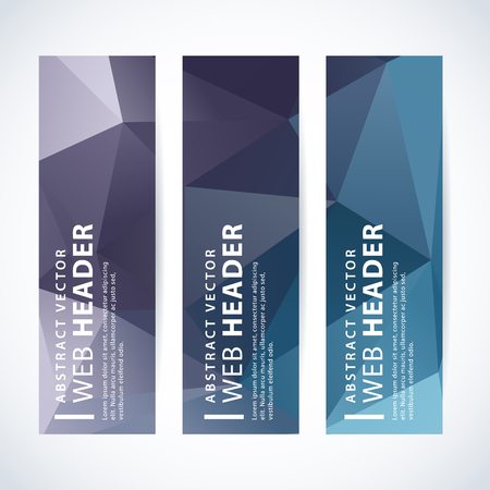 Vector design template set of banner, header for website with triangle geometric backgroundのイラスト素材