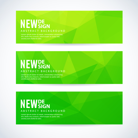 Vector design template set of banner, header for website with triangle geometric backgroundのイラスト素材
