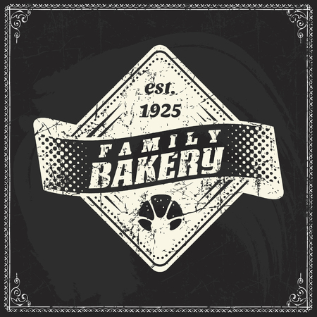Bakery label design elements on vintage blackboard textureのイラスト素材