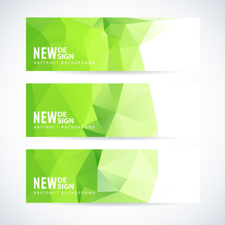 Vector design template set of banner, header for website with triangle geometric backgroundのイラスト素材