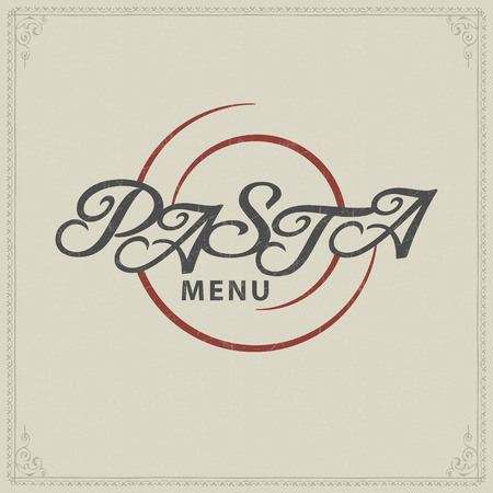 Pasta menu logo design elements on old paper backgroundのイラスト素材