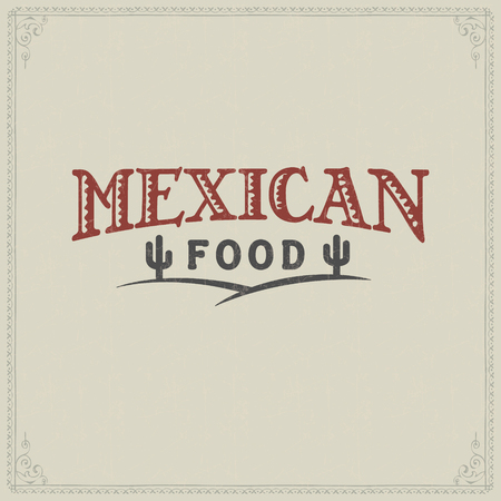 Mexican menu logo design elements on old paper backgroundのイラスト素材