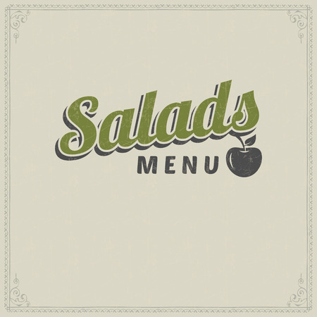 Salads menu logo design elements on old paper backgroundのイラスト素材
