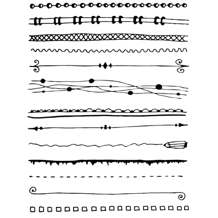 Hand drawn vector border lines and frames doodle sketch setのイラスト素材