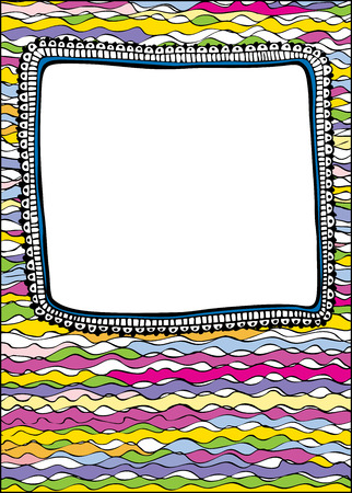Hand drawn vector colorful border frame doodle sketchのイラスト素材