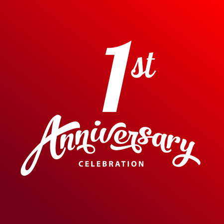1st anniversary cool flat design elements for greeting card or invitation on birthday, wedding or business eventのイラスト素材