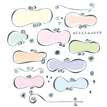 Hand drawn vector border lines and frames doodle sketch setのイラスト素材