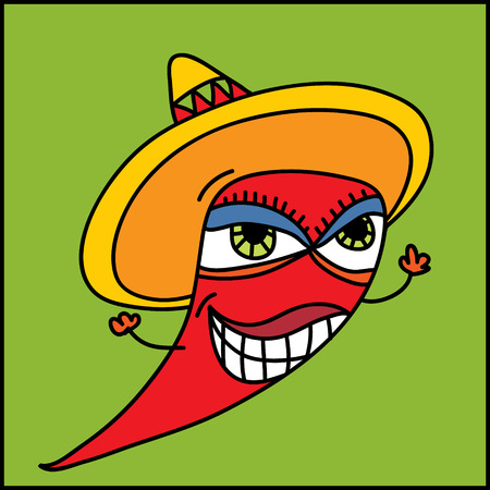 Simple doodle child hand drawn illustration of mexican pepperのイラスト素材