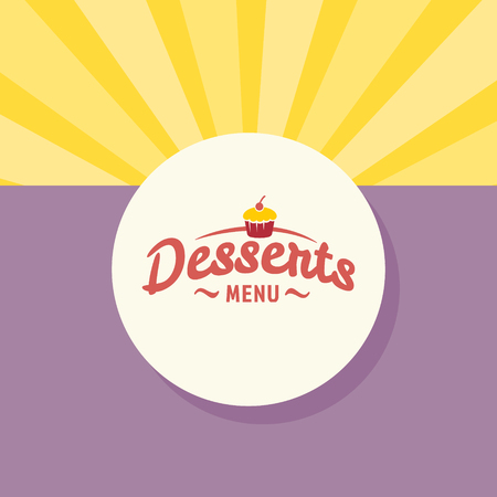 Desserts menu cool round logo on bright colorful backgroundのイラスト素材