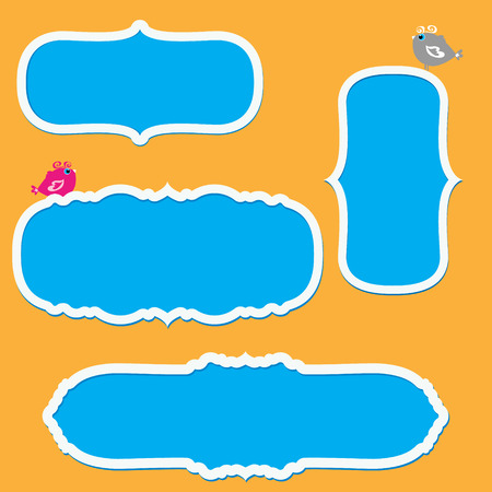 Hand drawn vector colorful border frame doodle sketch setのイラスト素材