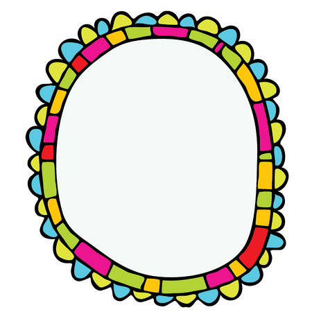 Hand drawn vector colorful border frame doodle sketchのイラスト素材