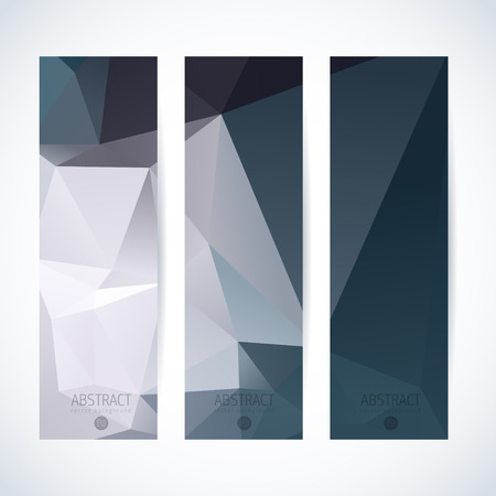 Vector design template set of banner, header for website with triangle geometric backgroundのイラスト素材