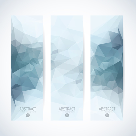 Vector design template set of banner, header for website with triangle geometric backgroundのイラスト素材
