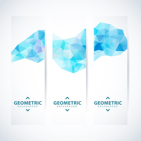 Vector design template set of banner, header for website with triangle geometric backgroundのイラスト素材