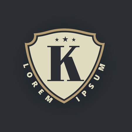 K letter vintage royal heraldry hipster emblem label templateのイラスト素材