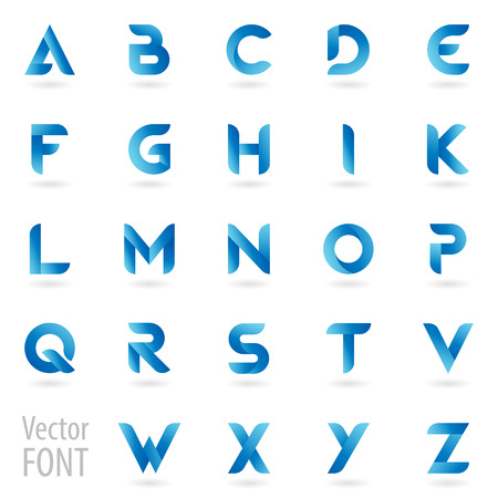 Simple font of blue gradient letters set. Business flat logo design template. Abstract vector elements for corporate identity emblem, label or iconのイラスト素材