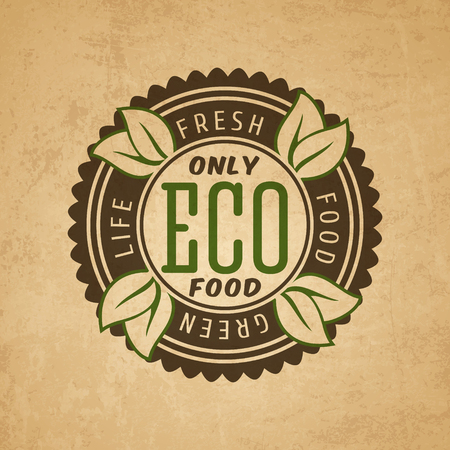 Natural organic food vintage label on old paper backgroundのイラスト素材