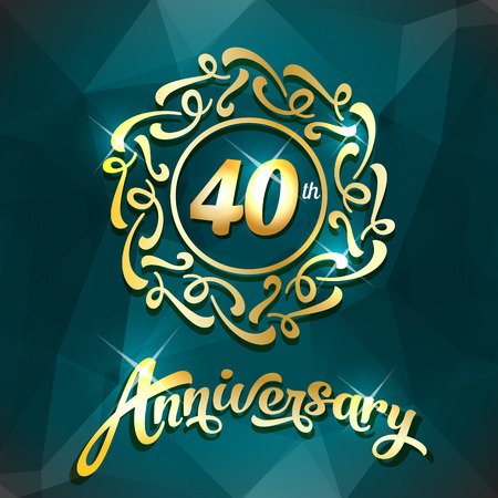 40th anniversary label golden design elements template for greeting card or invitationのイラスト素材