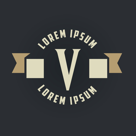 V letter vintage royal heraldry hipster emblem label templateのイラスト素材