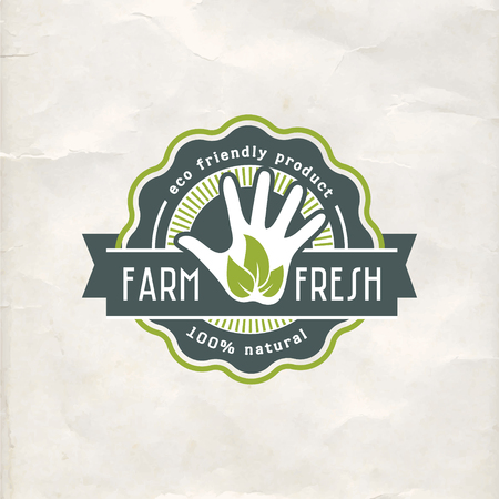 Natural organic food vintage flat label on old paper backgroundのイラスト素材