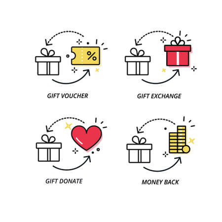 Return options for bad gifts.Line vector illustration on white backgroundのイラスト素材