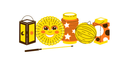 Vector Lanterns composition for saint martin day traditional in Germanyのイラスト素材