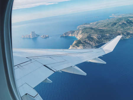 View on Es Vedra from airplane window