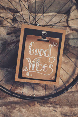 Good vibes sign in a cafe