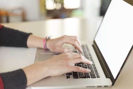 Working on laptopの写真素材