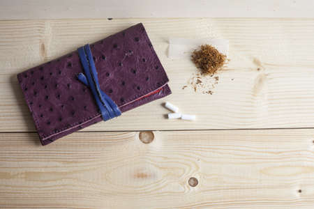tobacco bag and rolling kitの写真素材