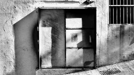 Retro metal door and wall - black and white