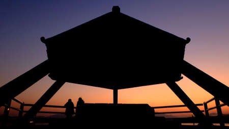 Beautiful gradient sky in magic hourの写真素材