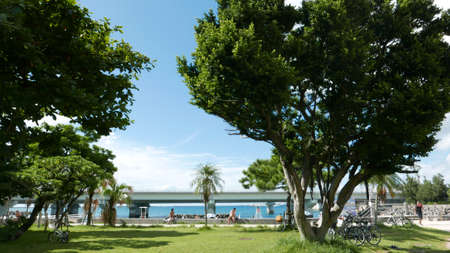 Japan Okinawa beach near the bridgeのeditorial素材