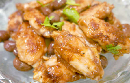 Homemade dinner food chicken wingsの写真素材