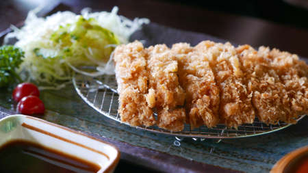 Japanese food Tonkatsu on the plateの写真素材