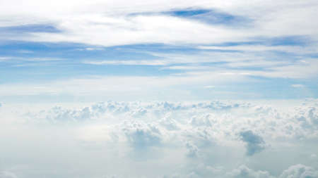 white clouds and blue clean sky backgroundの写真素材