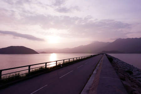 Nature background cloud, ocean and mountainsの写真素材
