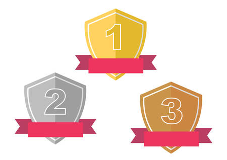 Gold, Silver, Bronze Competition Award Prize Badge in vector formatのイラスト素材