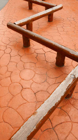 outdoor exercise wood equipment in the playgroundの写真素材