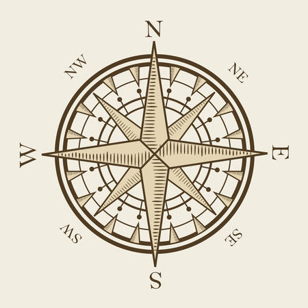 isolated nautical compass equipment in vector formatのイラスト素材