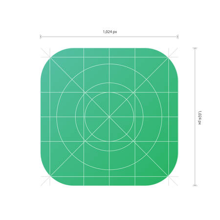 Vector app flat icon template with dimensions and development grid lineのイラスト素材