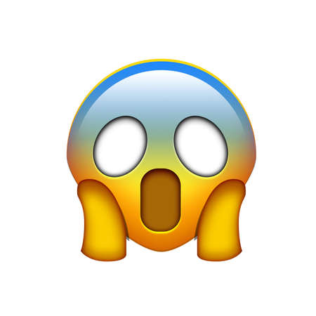 Isolated emoji yellow spooky face with the two hands iconの写真素材