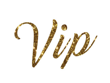 The golden glitter of isolated hand writing word VIP on white backgroundのイラスト素材