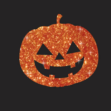 Orange glitter silhouette Halloween holiday design element pumpkin flat icon.のイラスト素材