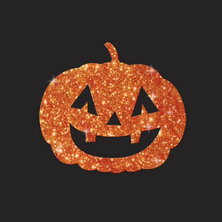 Golden glitter silhouette Halloween holiday design element pumpkin flat icon.のイラスト素材