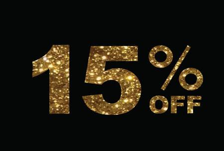 The vector luxury golden glitter fifteen percent off special discount word text