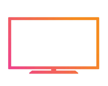The Colorful gradient pink to orange OLED black flat smart wide TV icon.のイラスト素材